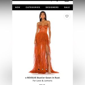 x Revolve Bustier Gown in Rust — For Love & Lemons